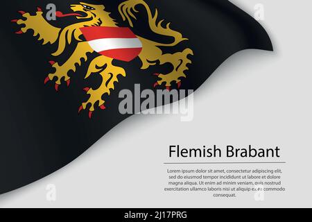 Le drapeau à vagues du Brabant flamand est une région de Belgique. Modèle vectoriel de bannière ou de ruban Illustration de Vecteur