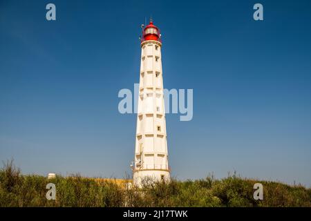 Phare de l'île de Farol, Faro Disctrict, Algarve, sud du Portugal Banque D'Images