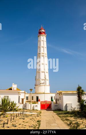 Phare de l'île de Farol, Faro Disctrict, Algarve, sud du Portugal Banque D'Images