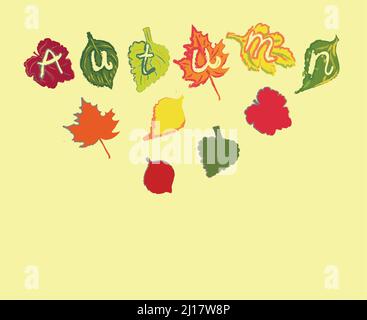 Feuilles d'automne isolé sur fond blanc. Illustration de Vecteur