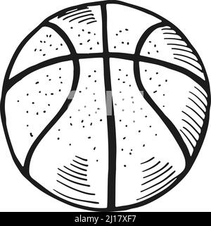 Ballon de basket-ball. Symbole sport d'équipe dessiné à la main Illustration de Vecteur