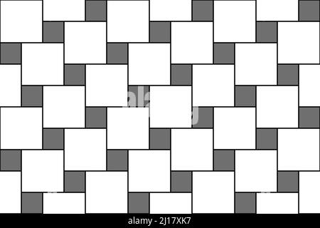 Chaussée grise et blanche sans couture avec blocs carrés. Vue de dessus de la texture de chemin de vecteur. Trottoir extérieur en dalle de béton. Sentier pavé Illustration de Vecteur