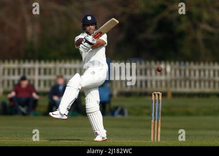 DURHAM, ROYAUME-UNI. 23rd MARS David Bedingham de Durham bats lors du match de l'Université MCC entre l'UCCE de Durham et le Durham County Cricket Club à l'hippodrome de Durham City, le mercredi 23rd mars 2022. (Crédit : will Matthews | MI News) crédit : MI News & Sport /Alay Live News Banque D'Images