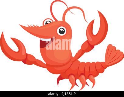 Drôle de personnage de homard. Dessin animé animal rouge avec de grands griffes isolées sur fond blanc Illustration de Vecteur