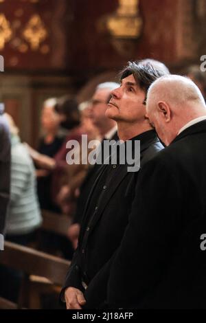 Alexis Francis-boeuf pendant la messe à l'église Saint-Jean-Baptiste à Saint-Jean-de-Luz, dans le sud-ouest de la France, le 23 mars 2022, pour les funérailles de la princesse Micaela, décédée le 13 mars 2022. Photo de Thibaud Moritz/ABACAPRESS.COM Banque D'Images