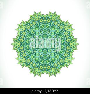 Vert mandala art. Rond ornement modèle isolé Illustration de Vecteur