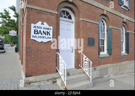 Un gros plan du musée Jesse James Bank à Liberty, Missouri Banque D'Images