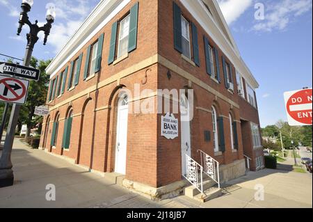 Un gros plan du musée Jesse James Bank à Liberty, Missouri Banque D'Images