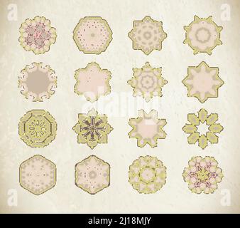 Collection de motifs ronds d'ornement. Arrière-plan du cercle dessiné à la main. Illustration de Vecteur