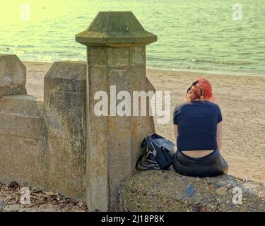 Ayr, Écosse, Royaume-Uni 23rd mars 2022. UK Météo: : Un autre jour ensoleillé a vu l'été comme le temps avec des températures en hausse et une plage de Sunny Ayr. Crédit Gerard Ferry/Alay Live News Banque D'Images