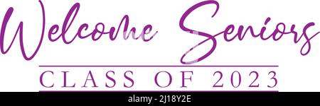 Bienvenue Seniors classe de 2023 bannière noir et blanc Illustration de Vecteur
