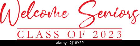 Bienvenue Seniors classe de 2023 bannière noir et blanc Illustration de Vecteur