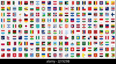Drapeaux nationaux carrés des pays du monde Illustration de Vecteur