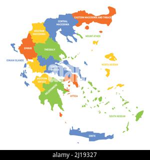 Grèce - carte des administrations décentralisées Illustration de Vecteur