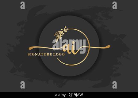 logo golden signature pour lettre initiale. Illustration vectorielle manuscrite Illustration de Vecteur