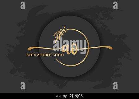 logo golden Signature pour lettre ao initiale. Illustration vectorielle manuscrite Illustration de Vecteur