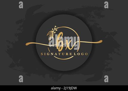 logo golden Signature pour lettre initiale bx. Illustration vectorielle manuscrite Illustration de Vecteur