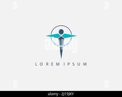 Motif abstrait vectoriel du logo de l'athlète. Gym, jeux de sport, fitness, affaires, logo vecteur d'entraîneur. Personne active avec le logo cercle. Fitness, sport web ico Illustration de Vecteur