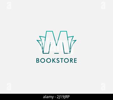 Modèle de logo de magasin de livre M de lettre de logotype esquissée, utilisable pour la boutique en ligne Illustration de Vecteur