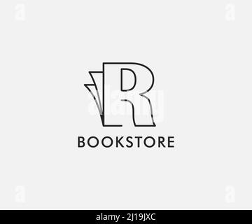 Modèle de conception de logo de magasin de livre de la lettre de logotype R, utilisable pour le magasin en ligne Illustration de Vecteur