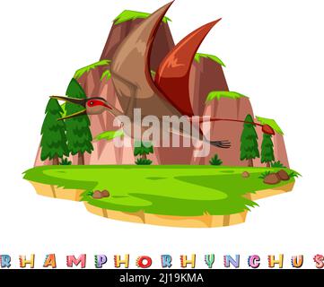 Carte de mot de dinosaure pour l'illustration du rhamphorhynchus Illustration de Vecteur