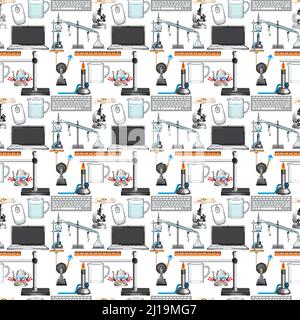 Fond transparent avec illustration des équipements scientifiques Illustration de Vecteur