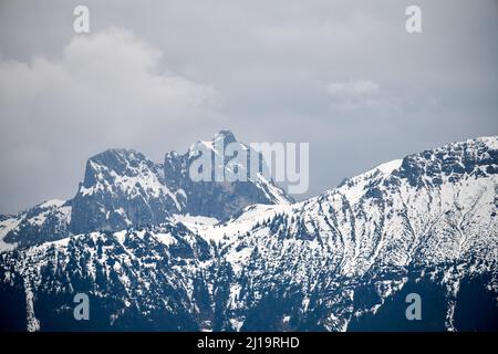 Panorama de montagne d'Eisenberg, haute-Bavière, Bavière, Allemagne, Zell, Eisenberg, Bavière, Allemagne Banque D'Images