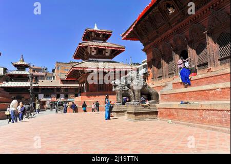Temples, pagodes, ancien palais royal Patan, place Durbar, Katmandou, vallée de Katmandou, Népal Banque D'Images