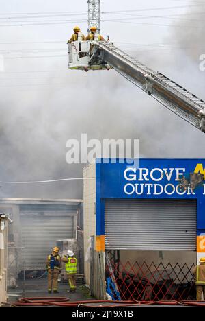 Feu grave au magasin Mitre 10, Onehunga, Auckland, Nouvelle-Zélande, lundi, 08 décembre 2008. Banque D'Images