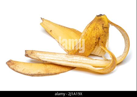 Peau de banane isolée sur fond blanc. Banque D'Images