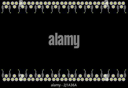 Décor floral concept de fleurs blanches et de vignes isolées sur fond noir - illustration vectorielle Illustration de Vecteur