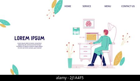 Site Web de recherche en santé sur l'échographie et l'IRM. Modèle de bannière pour le site Web de diagnostic médical d'IRM et d'acquisition de rayons X, illustration vectorielle plate. Illustration de Vecteur
