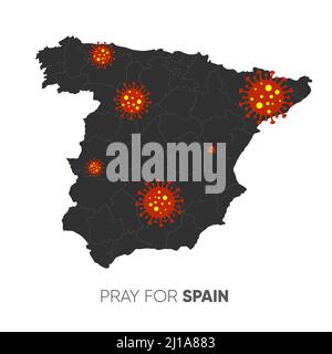 Concept Covid-19 ou coronavirus. Personnel médical espagnol portant un masque dans des vêtements de protection Illustration de Vecteur