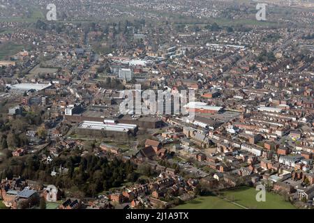 Vue aérienne du centre-ville de Wellingborough, Northamptonshire Banque D'Images