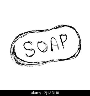 Dessiné à main levée de cartoon noir et blanc barre de savon Illustration de Vecteur