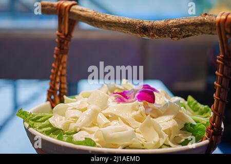 Aorte de porc de bœuf frais cru pour hot pot au restaurant chinois Banque D'Images