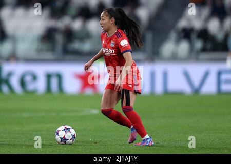 Turin, Italie. 23rd mars 2022. Selma Bacha de l'Olympique Lyon en action lors du quart de finale des femmes de l'UEFA Champions League, match de la première jambe entre le Juventus FC et l'Olympique Lyon . Credit: Marco Canoniero / Alamy Live News Banque D'Images