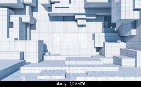 structure constituée de solides cubes. 3d rendu Banque D'Images