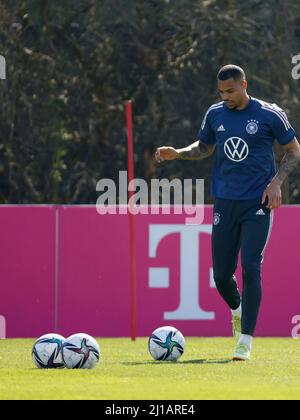 Francfort, Allemagne. 23rd mars 2022. Firo: 03/23/2022 Fuvuball, football, équipe nationale, entraînement, Allemagne DFB photo: V. Left Lukas Nmecha (VfL Wolfsburg) crédit: dpa/Alay Live News Banque D'Images