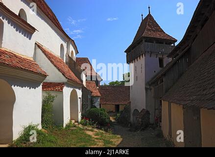 Kirchenburg Deutsch-Weisskirchen, Kirche der Evangelischen Kirche Augsburger Bekenntnisses in Rumänien in Viscri, Kreis Brasov, Region Siebenbürgen, Rum Banque D'Images