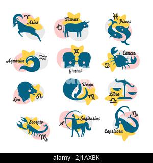 Illustration vectorielle de jeu d'icônes d'horoscope douze Illustration de Vecteur