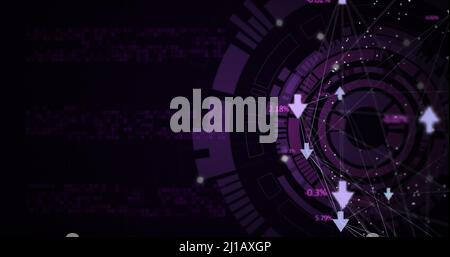 Illustration des flèches avec réseau de connexions sur l'acquisition de l'oscilloscope Banque D'Images