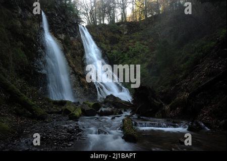 Grey Mare's Tail / Rhaeadr y Parc Mawr. Banque D'Images