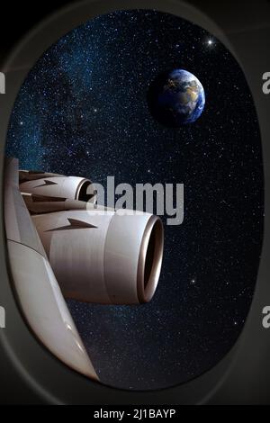 EXODE, PHOTO CONCEPTUELLE MONTRANT QU'UN JOUR LES HUMAINS NE POURRONT PLUS VIVRE SUR TERRE, EXPOSITION DE PHOTOS «TERRE FRAGILE» POUR SENSIBILISER À L'IMPACT DE L'HUMANITÉ SUR LA PLANÈTE, LA FRANCE, LE MONDE Banque D'Images