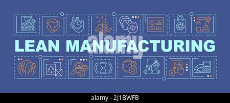 Lean Manufacturing Word concepts bannière bleu foncé Illustration de Vecteur