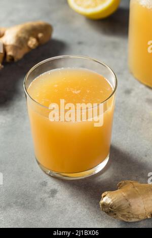 Ginger Kombucha rafraîchissant au froid avec citron Banque D'Images