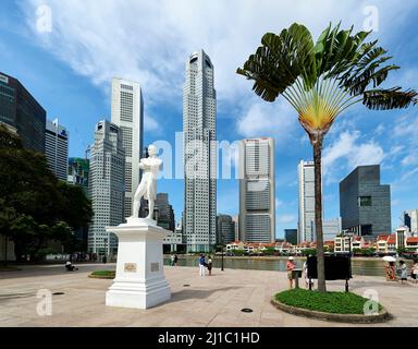 Singapour. Site d'atterrissage de Raffles Banque D'Images