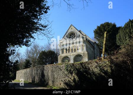 Vue sur l'église normande de St Nicholas à Barfrestone près de Douvres dans le Kent, Angleterre, Royaume-Uni Banque D'Images