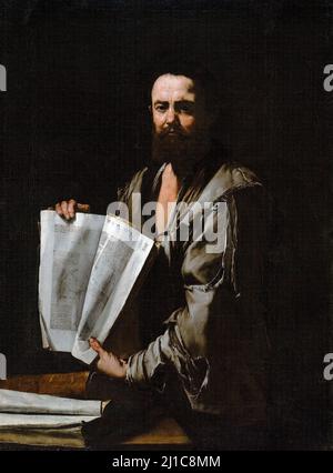 Euclid de Jusepe de Ribera (José de Ribera c.1588/91- 1652/6), huile sur toile, c. 1630-35 Banque D'Images