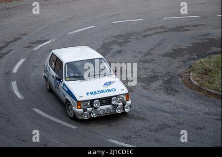 Un gros plan d'un Talbot Samba en 9 Lloret de Mar Asphalt Rally Banque D'Images